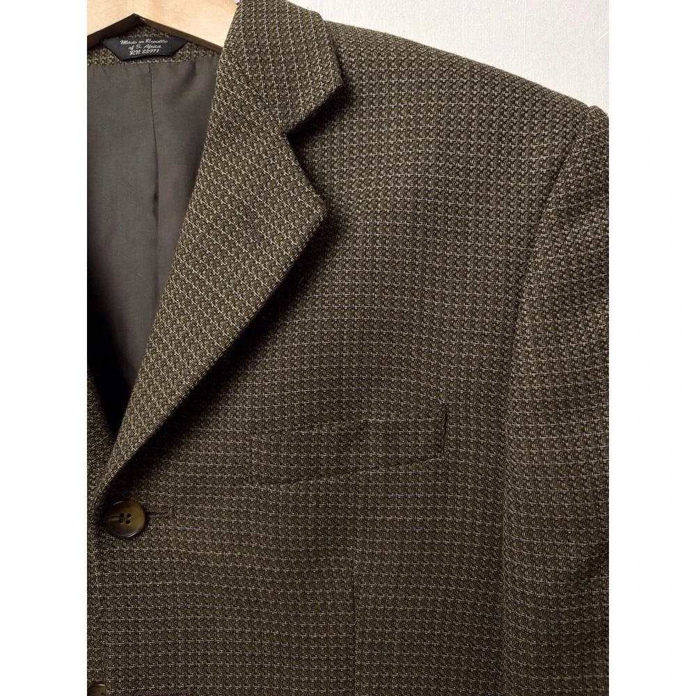Vintage Men's Bob Mackie Classic Wool Blend Blazer Brown 42 90's USA Houndstooth